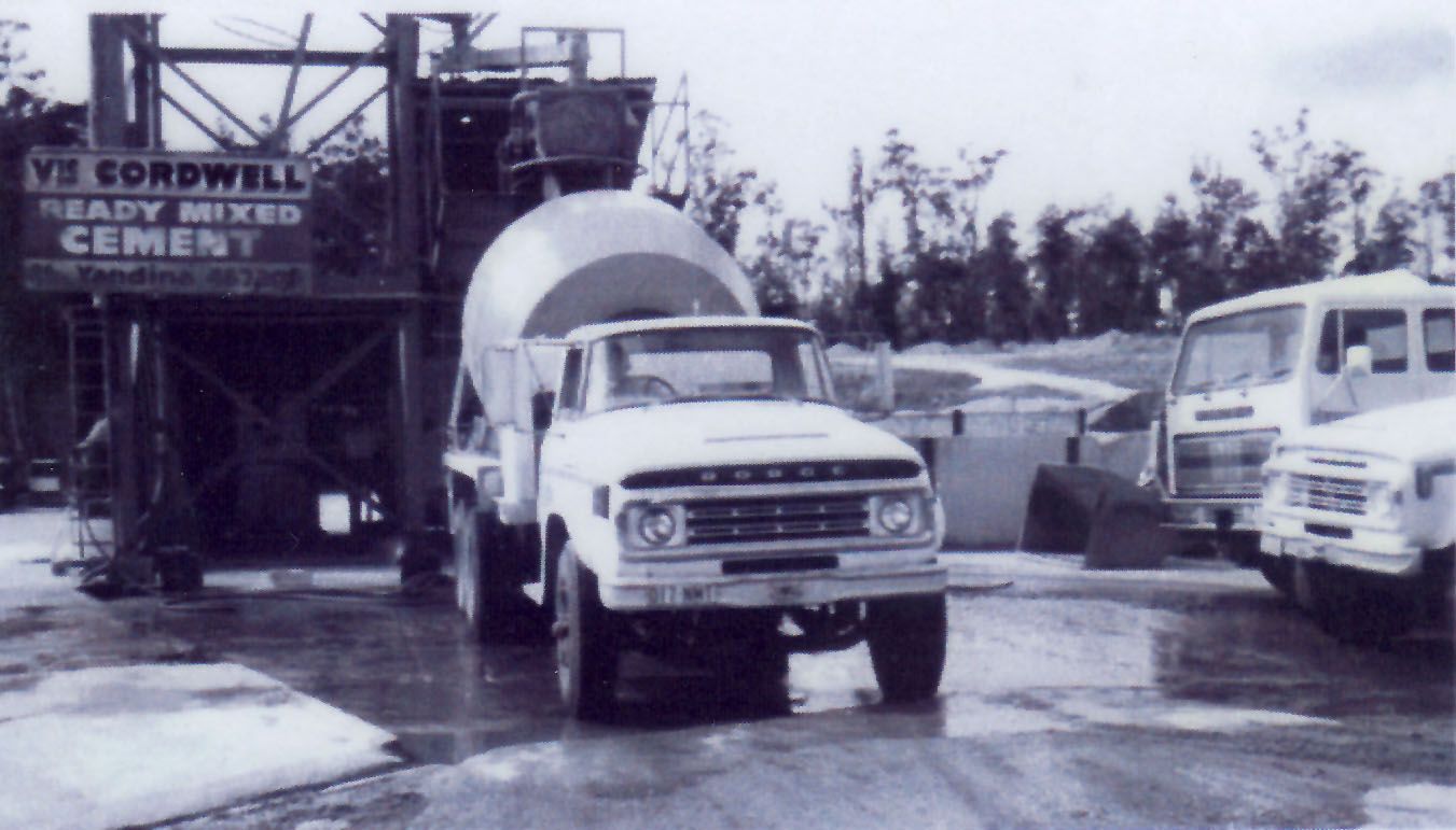 Concrete truck being batched